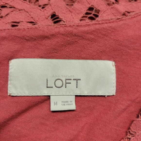 Ann Taylor Loft Medium Light Coral Lace Overlay Keyhole Scoop Neck Tank Top - Picture 7 of 8